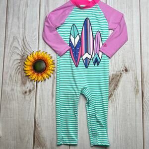Coolibar 18-24 Months Baby Beach‎ Surfboard Striped Swimsuit UPF 50+ One-Piece